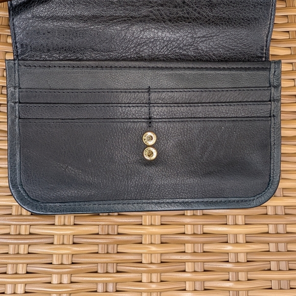 Aimee Kestenberg Black Soft Pebbled Leather Envelope Clutch Wallet Bag Purse - Picture 11 of 16
